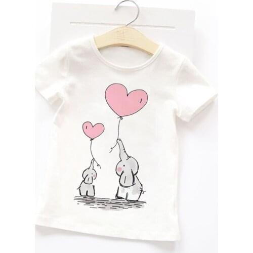 Summer T Shirt Cartoon Animals Baby Kids Boys Girls Children Cute Short Sleeves Summer Clothing Print Little Elephant Toddler