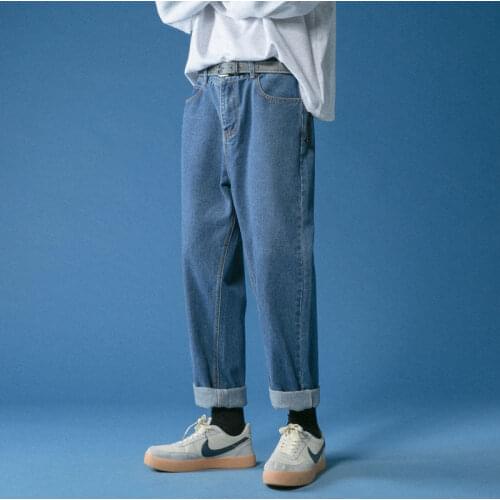 2020 Mens Stretch Slim Fit Casual Pants Cargo Pocket Skinny Jeans Fashion Trend Blue Color Biker Denim Trousers Plus Size M-3XL