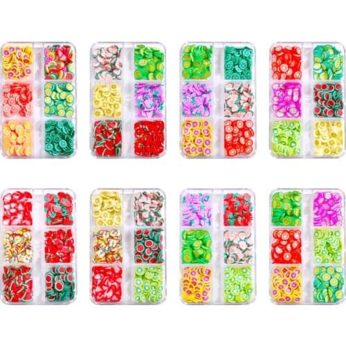 Soft Pottery Slices Nail Glitter Decals Decoration 3D Nail Fruit Pieces Colorful Design Nail Accessories Supplies