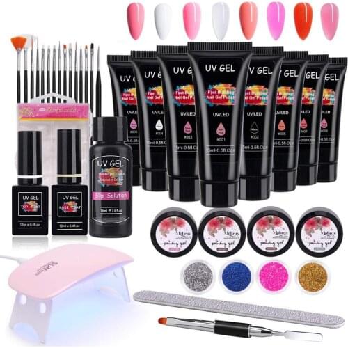 Poly Nail Gel Manicure Set Finger Nail Extension Varnish Kit Soak Off UV LED Acrylic Crystal Jelly Builder Gel