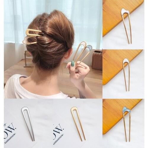 New Vintage Hair Sticks Hairpin Women Handmade Alloy Ethnic Elegant U-Shape Hair Sticks Hairwear Retro Bride Hair Clip Jewelry