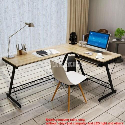 L-Shape Office Writing Desk Corner Computer Desk Wood Right-angle PC Laptop Table Home Furniture Gaming Study Table Steel Frame