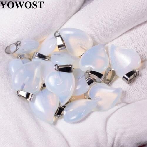 Wholesale 10Pcs/Lot Natural Stone Opal Pendants Crooked Heart Shape Dangle Beads Women jewelry QV0093