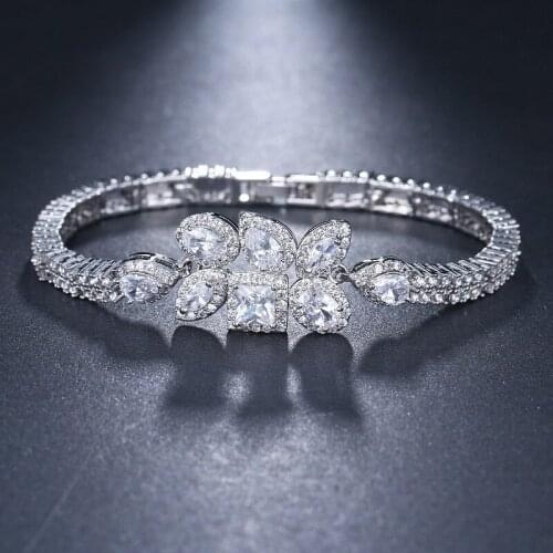 ORZTOON Vintage Geometry Round Square Colorful Zircon Bracelets for Women Silver Color Charm Bracelet Trendy Female Jewelry Gift