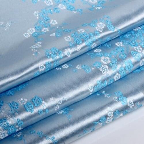 90cm*100cm Brocade cloth costume fabric clothing cheongsam packaging dress fabric brocade white with blue plum garments cloth