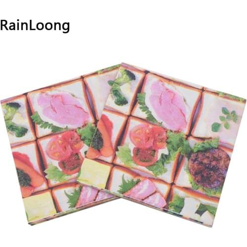 [RainLoong] Vegetable Dinner Napkins Application and Printed Feature Paper Serviettes 33cm*33cm 1 pack (20pcs/pack)