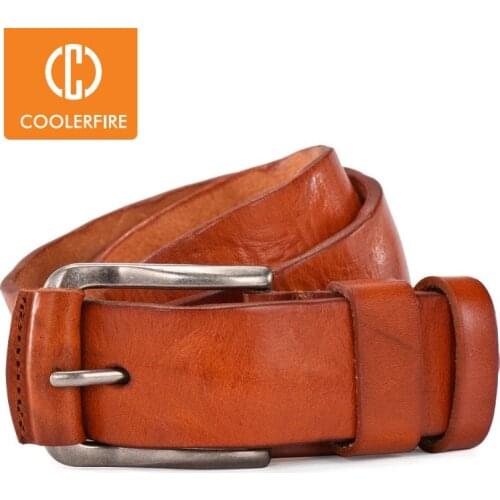 Men belt 100% genuine leather belt for men full grain leather belt pin buckle belts for jeans wide TM009