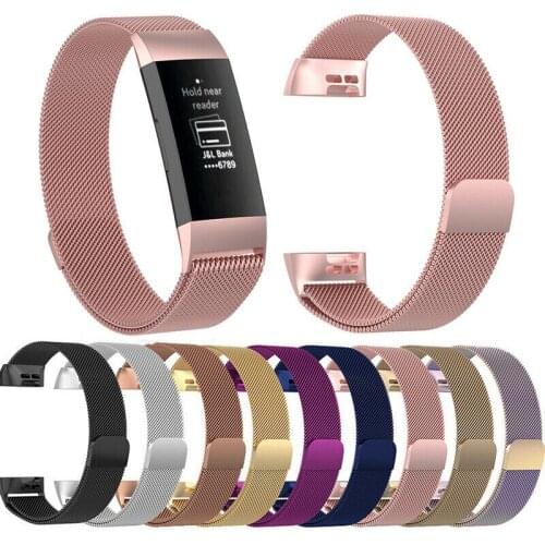Band For Fitbit Charge 3 S L Mesh Loop Metal Watch Band Strap Bracelet Replacement Lock Mesh Stainless Steel Band