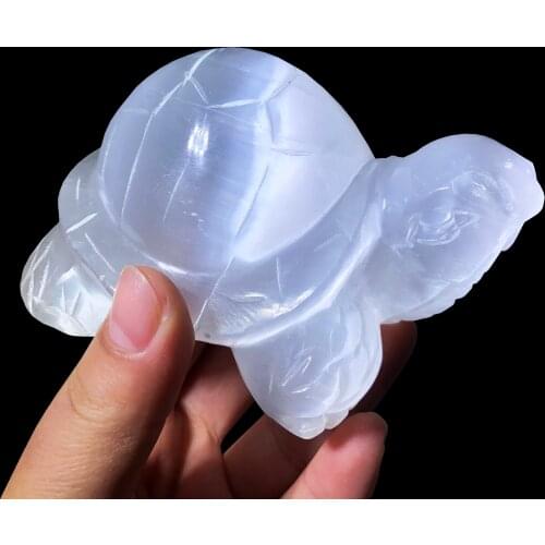 Hand Carved Selenite Tortoise Natural Quartz Crystal Energy For Healing Decoration Sea Turtles