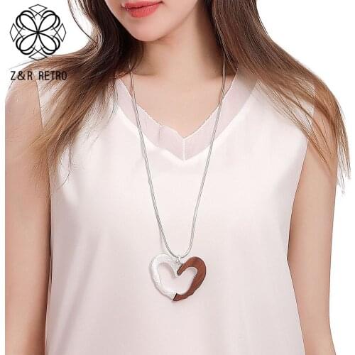 Vintage Long Chains Collar Necklace 2021 Fashion Suspension Pendant with Sweet Heart Trend Costume Jewelry for Women Accessories