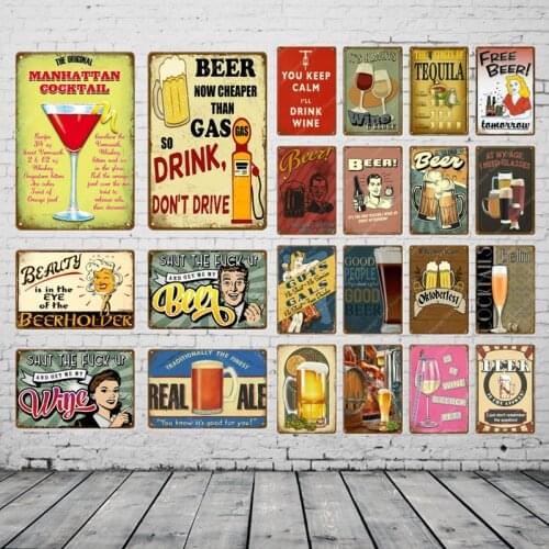 Drink Wine Plaque Cocktail Tequila Vintage Metal Tin Signs Pub Bar Casino Wall Decoration Retro Free Beer Poster
