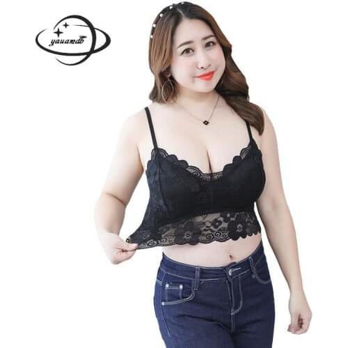 Yaumadb Women Tank Top 2018 Summer 2xl-3xl Lace Female Camis Tees Bra Clothing Short Solid Sexy Ladies Crop Top Clothes Y20