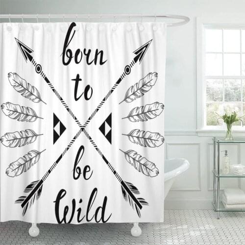 Colorful Chic in Boho American Apache Feather Native Barbarian Shower Curtain Waterproof Fabric 72 x 78 Inches Set with Hooks