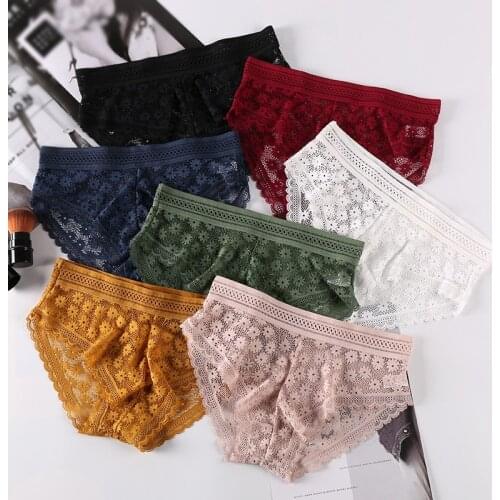 Women Sexy Hollow Panties Sexy Flower Intimates Underwear Women Lace Floral Panties Underwear Thin Briefs