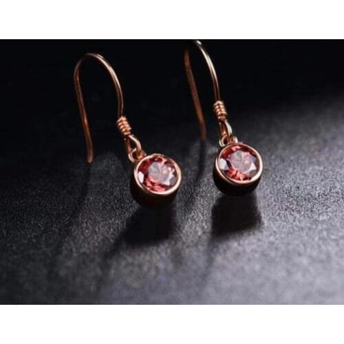 MENGYI Simple Charming Round Red Zircon Rose Gold Drop Earrings Fashion Women 9 2 5 Jewelry Birthday Party Gift