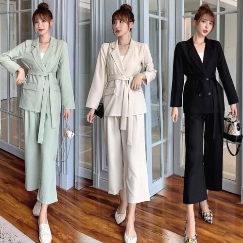 Ladies suit autumn and winter high-end new Korean fashion casual suit wide-leg pants two-piece temperament womens clothing