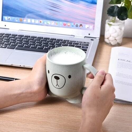 1Pcs Novelty Cute Cat Animal Bear Dog Milk Mug PP Wheat Plastic Baby Kids Coffee Tea Cup Nice Gifts
