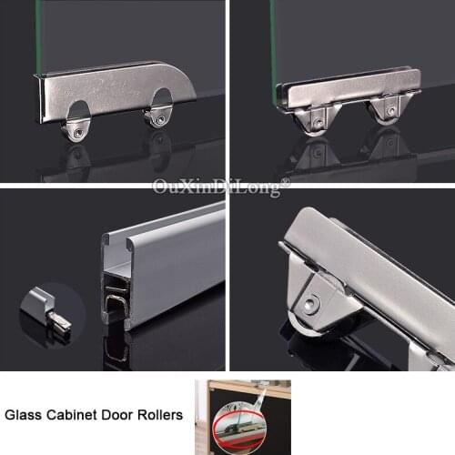 Brand New 10PCS Glass Cabinet Rollers Rails Wheels Runners Glass Display Cabinet Rollers Pulleys Wheels