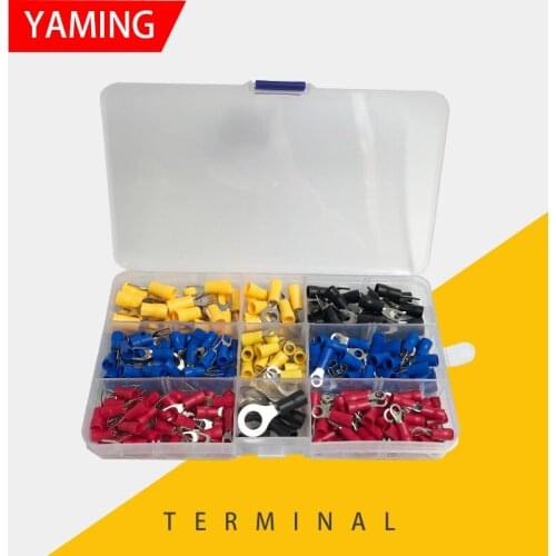 265pcs Terminal Box Wire Connector Red/Yellow/Blue/Black Universal Compact Wiring Connection Splice RV1.25-4 3.5-8