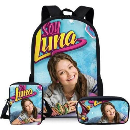 Customized Image 3Pcs/Set Soy Luna Printing School Bags Kids Boy School Backpacks Shoulder Bagpack Children Bookbag Satchel 2021