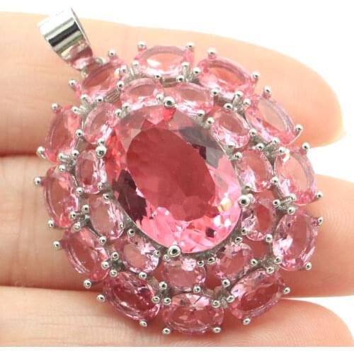 38x23mm Gorgeous 4g Created Violet Tanzanite Green Peridot CZ Women Dating Silver Pendant Eye Catching