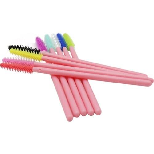 50pcs Eyelash Extension Disposable Eyebrow Brush Silicone Mascara Wand Applicator Spoolies Eye Lashes Brushes Makeup Tool