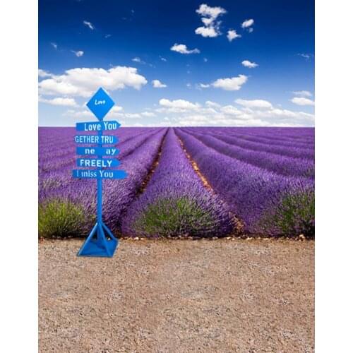 5x7ft Blue Sky Purple Flowers Lavender Photography Backdrops Photo Props Studio Background