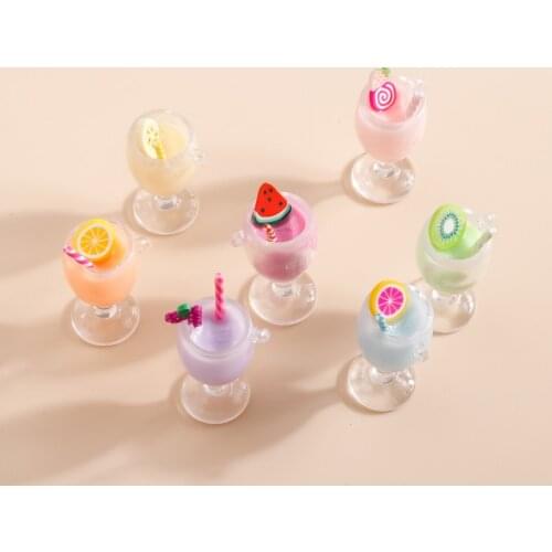 6pcs 20*45mm Korean Cute Fruit Juice Charms for Earrings Pendants Necklace Making Enamel Drink Charms DIY Jewelry Accessories