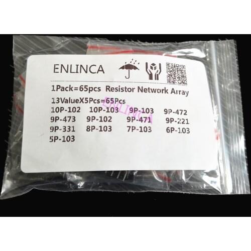 65pcs/lot 13valuesX5pcs Resistor Network Array kit Assortment set 9A103 9A102 9A472 9A221 9A331 9A471 7A103 5A103 6A103 8A103