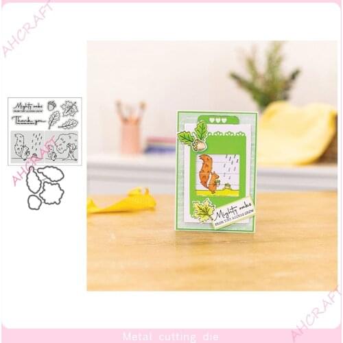 Squirrel & Pine cones Stamp and Metal Cutting Dies for DIY Scrapbooking Photo Album Decorative Embossing Paper Card Crafts 2021