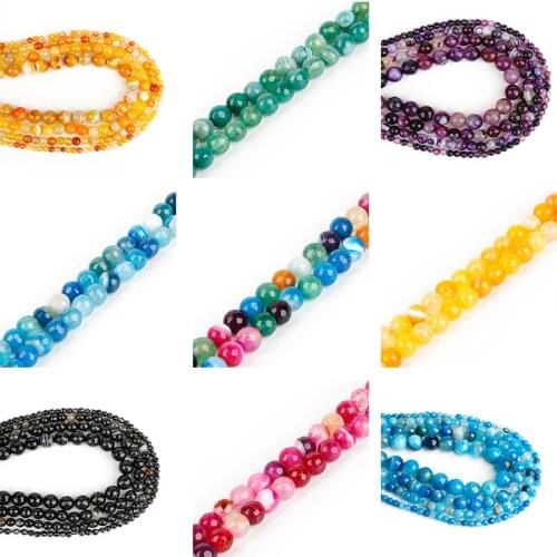 4 6 8 10mm Banded Stripe Agat Natural Stone Beads Faceted Round Loose Beads for DIY Necklace Bracelet Jewelry Making Findings
