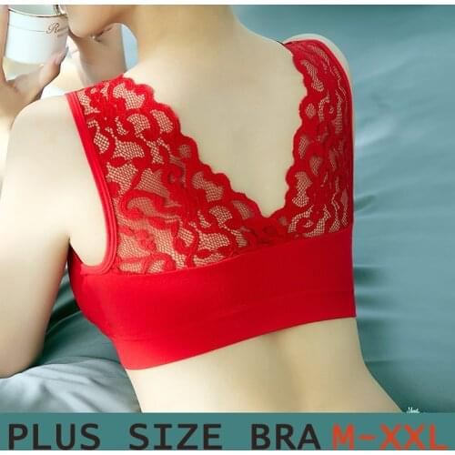 Bras For Women Underwear Plus Size Bra M L XL XXL Brassiere Wireless Bralette Push Up BH Sexy Lace Bra With Pad Vest Top