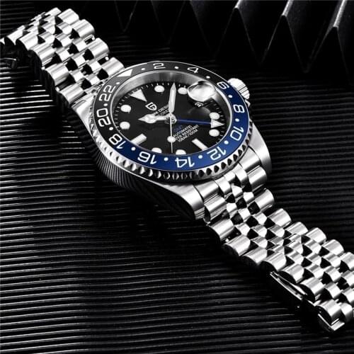 PAGANI DESIGN GMT 40mm Men Automatic Watch Sapphire Luxury Mechanical Watch Stainless Steel Sports Waterproof Business Watch Men
