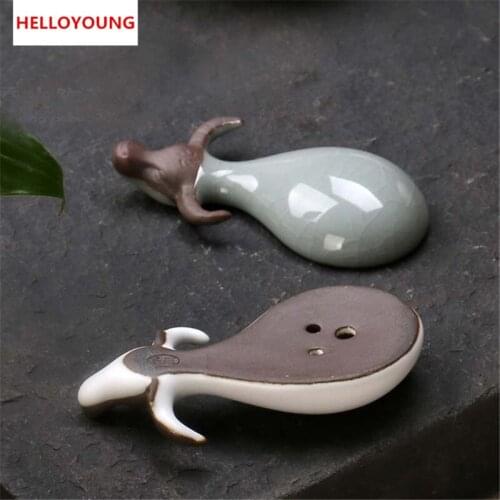 CJ279 Creative Ceramic Tea Pet Lucky Ox Kiln Kung fu Tea Set Ru Kiln Tea Tray Ornaments Home Decorations