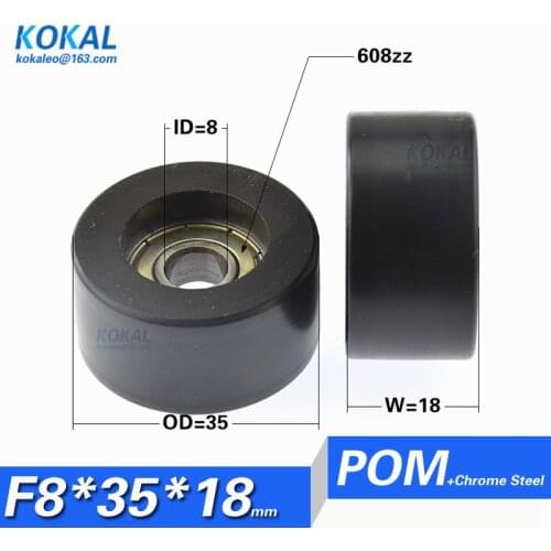[F0835-18]1PCS ball bearing 608ZZ POM roller wardrobe aluminum ally door and windows track roller bearing wheel 8*35*18mm 0835K