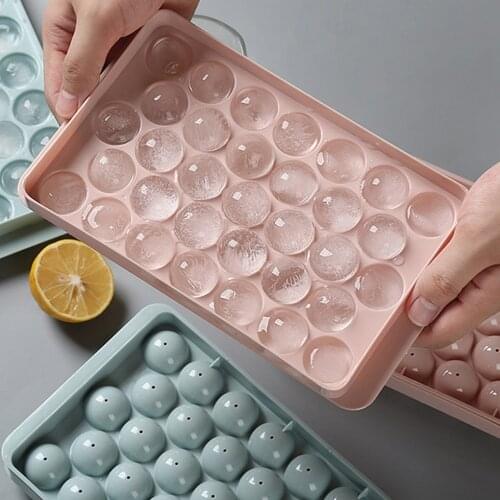 18/33 Holes Food Grade Soft Silicone Eco-Friendly Useful Homemade Ice Cube Tray Ball Maker Mold Pudding Jelly Maker Mould