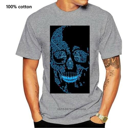 Blue Guitar Skull Guitarist T-Shirt Biker Acoustic Electric Bass Amp Tattoo Top