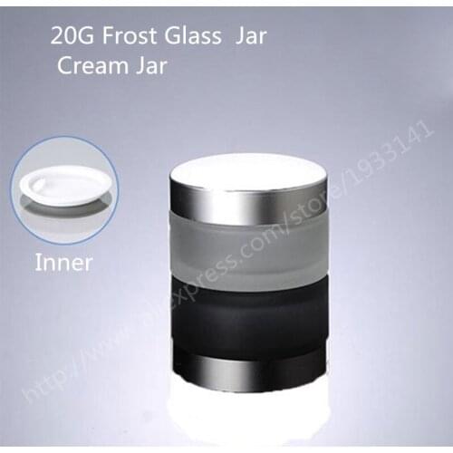 Hot sale - 100pcs/lot 20g frosted glass jar with silver lid, 20cc empty cream bottle, glass container,cosmetic packaging