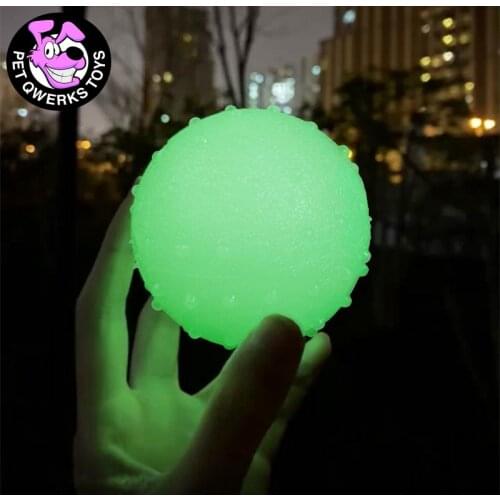 Pet Dog Toy Night Glowing Ball Pure Natural Rubber Leakage Food Toys for Large Dogs Puppy Non-slip Luminous