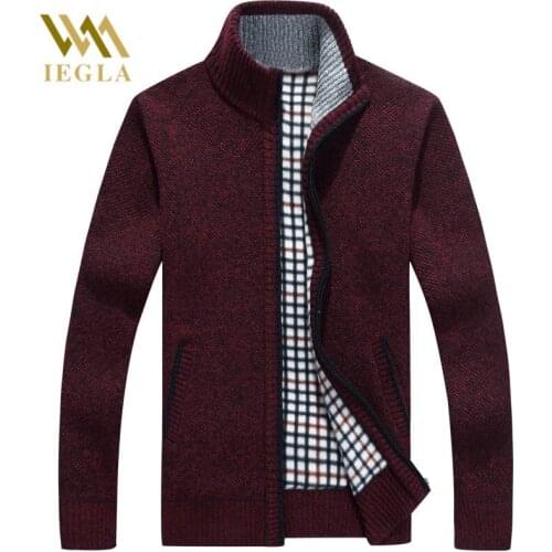 Cardigan Men Sweater Male Winter Casual Christmas Solid Embroidery Zip Front Long Sleeve Knitted Thick Plus Size Warm Sweaters