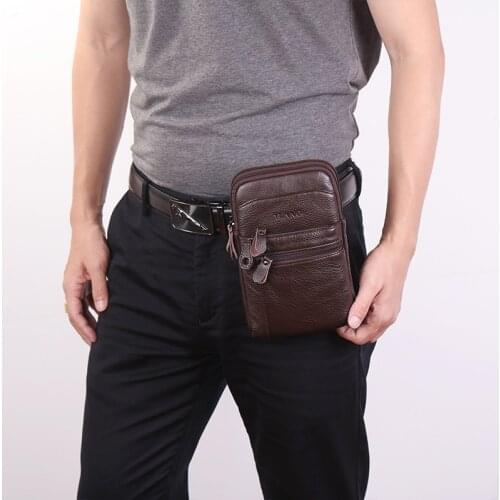 Men Genuine Leather Cowh Belt Pouch Fanny Pack Waist Wallet Purse Travel Shoulder Sling bags Wallet Multipurpose