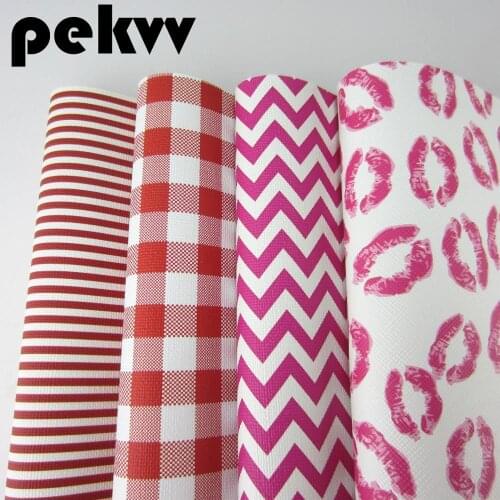 Red With White Faux PU leather fabric For DIY sawing Accessories Bows A4 Sheet 8"x11.8" 1piece FD003