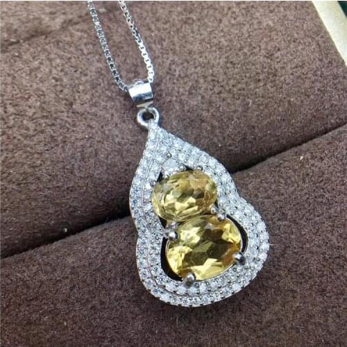 Citrine pendant Natural origin cirtrine 925 sterling silver pendant 5*7 6*8mm 2pcs