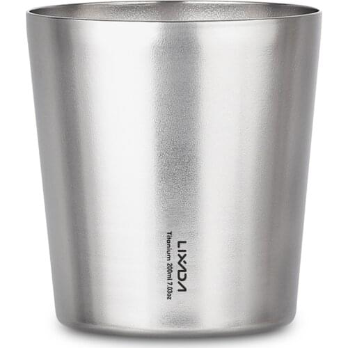 Lixada 200ml Double Wall Titanium Beer Cup Water Cup Tea Cup for Home Outdoor Camping Hiking Backpacking Traveling