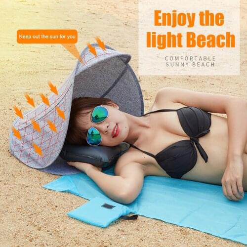 Outdoor Mini Head Umbrella Sunshade with Multifunctional Inflatable Pillow Beach Portable Tent Travel Picnic Seaside Wilderness