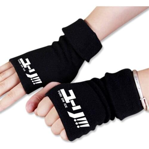 Men Women Anime Cartoon Yuri on Ice Fancy Skating Winter Warm Half Finger Glove Cosplay Accessories