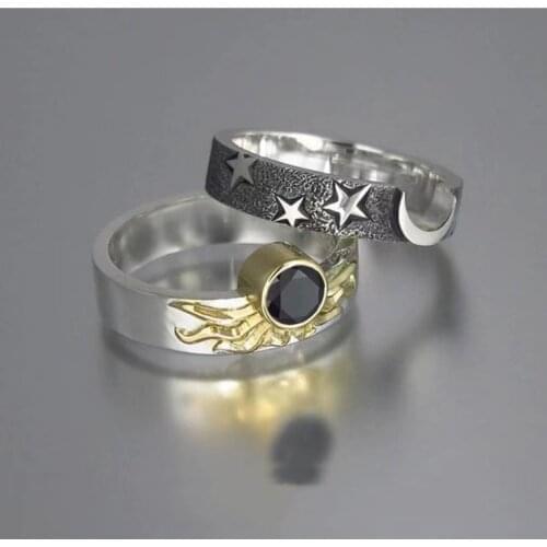 2021 New Daily Birthday Party Anniversary Gift Star Moon Sun Combination Rings Simple Fashion Mens And Womens Rings