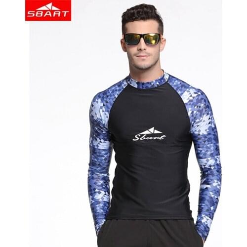 SBART Men Super Elastic Swimsuit Long sleeved Rashguard Surf Swimwear Quick drying Rash Guard Sunscreen Beach Diving UV T-shirt