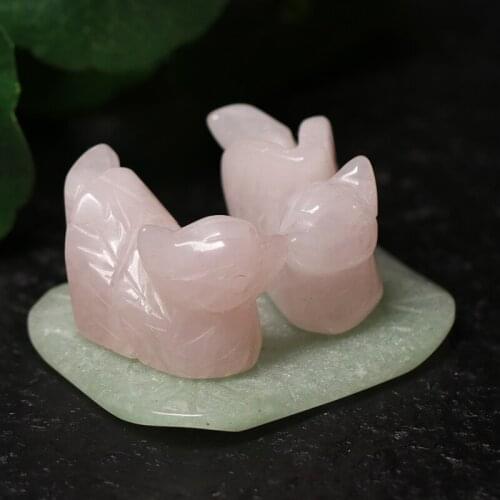 A Set Of Rose Quartz Mandarin Duck Natural Crystal Stone Lovers Symbol Of Small Lotus Leaf Decorative Home Decoration Ornaments