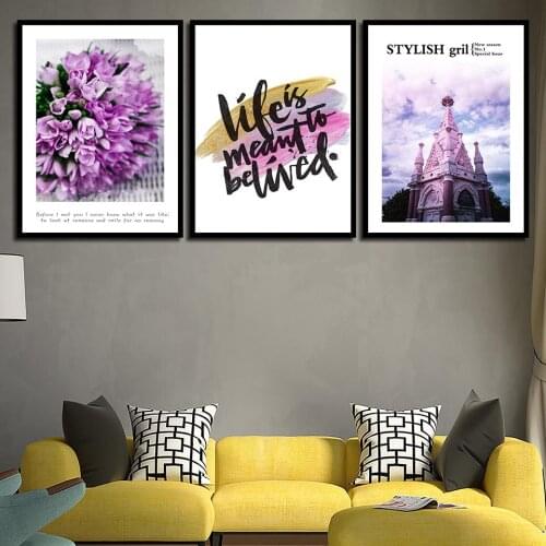 Purple Flowers Landscape Space Wall Art Home Painting Decor Painting Nordic Canvas Prints Poster Modern Picture For Living Room